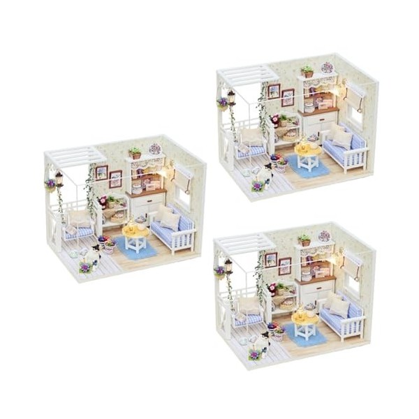 ibasenice 1Pc Micro Jouets Puzzle en Bois Jouets en Bois Modèle De Maison Miniature Enfants Maison De Poupée Miniature Assemb