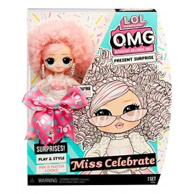 L.O.L. Surprise!- LOL OMG Present Série 2 Poupée Mannequin-Miss Celebrate – avec 20 Surprises Dont des Tenues, Chaussures, Ac