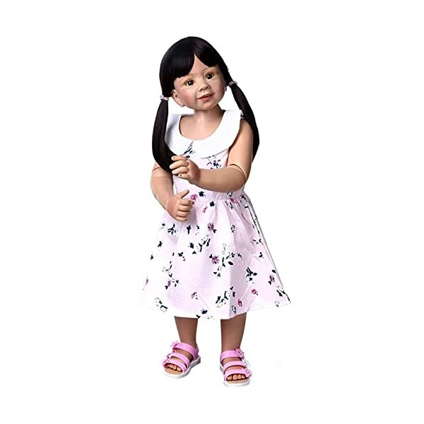 YIHANGG Énorme Poupée Reborn Enfant en Bas âge Debout Poupée Articulée Corps Entier en Vinyle Dur Fille Cheveux Longs Poupée 