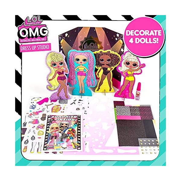 L.O.L. Surprise! O.M.G. Dress-Up Studio by Horizon Group USA, Double Feature Series, Dress-Up 4 O.M.G. Chipboard Dolls with F