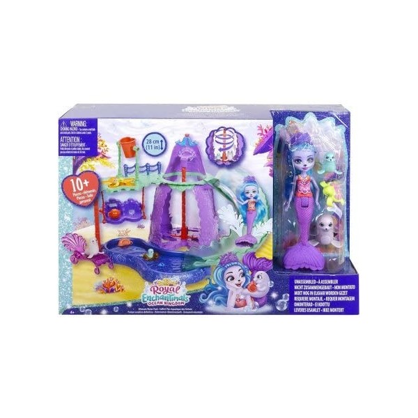 Coffret enchantimals sirène poupée shayda otarie Parc Aquatique - Set Figurine 15cm + Animal Catch et Accessoires + 1 Carte T