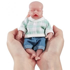 Vollence Poupées Bébé Garçon Miniatures Entièrement en Silicone de 16.5 cm aux Yeux Fermés, Pas de Poupées en Vinyle, Petite 