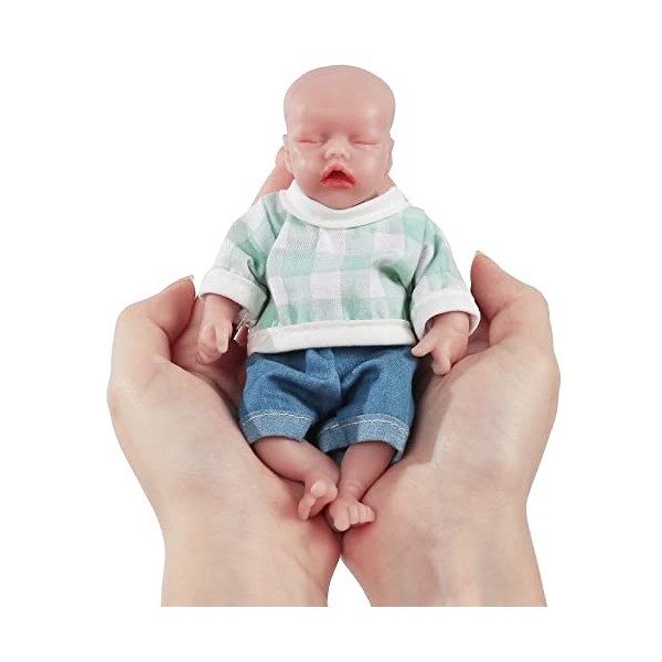 Vollence Poupées Bébé Garçon Miniatures Entièrement en Silicone de 16.5 cm aux Yeux Fermés, Pas de Poupées en Vinyle, Petite 