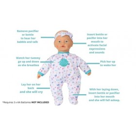 KOOKAMUNGA KIDS Poupée interactive de 40,6cm et accessoires, Fonctions et sons réalistes activés par le toucher