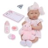 JC TOYS - Poupée La Newborn Nouveau-né de 38 cm est en Vinyle Doux, vêtements en Coton ajouré et Accessoires, Fille, Rose, co