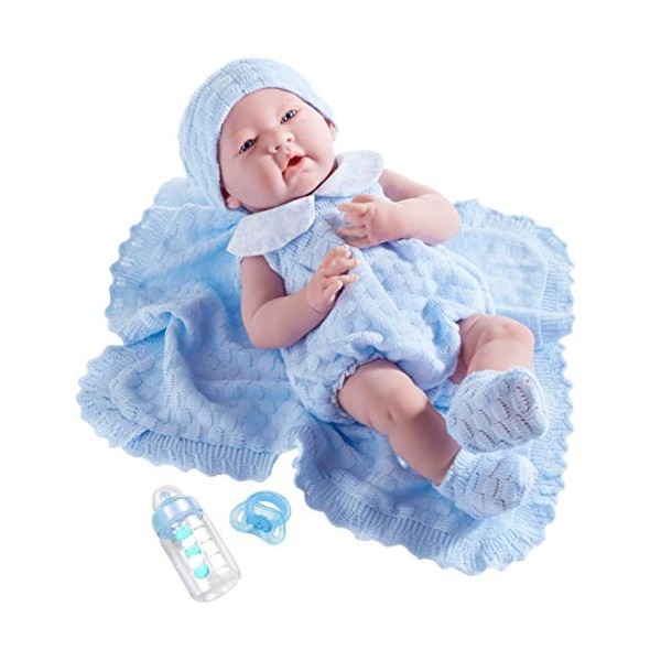 JC TOYS - Poupée La Newborn Nouveau-né de 38 cm est en Vinyle Doux, vêtements en Coton ajouré et Accessoires, Fille, Rose, co