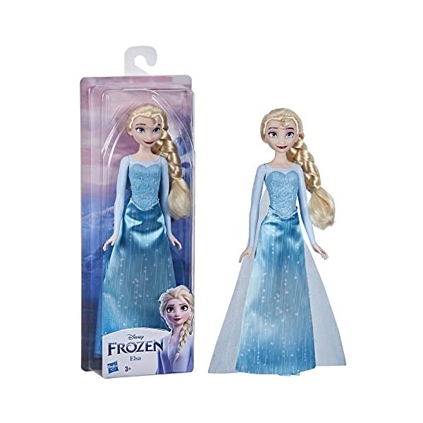 Disney- Frozen Reine des Neiges Shimmer Elsa Fashion Poupée, Jupe, Chaussures et Longs Cheveux blonds, Jouet pour Enfants de 