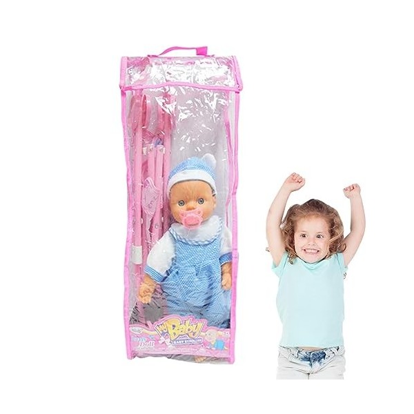 Poussette pour poupées | Ensemble de Landau Pliant Soft Body Babies Doll Inclus Fun Play Combo Set,Funny Girl Play House Joue