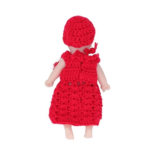 Poupée De Bébé Nouveau-né De 6 Pouces avec Pull Rouge, Poupée De Bébé en Silicone, Poupées De Bébé Réalistes, Jouet De Poupée