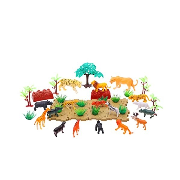LANSKYLAN 13 Figurines Animaux Ferme + 12 Clôtures – Plastique Réaliste, Vache, Mouton, Poule, Chien, Chat – Déco, Fête, Éducatif