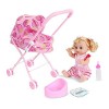 Baby Doll Doller, réaliste 2 en 1 Poussette de bébé pour poupées, Coffret Cadeau Pliable avec Une Poussette de bébé Dessin an