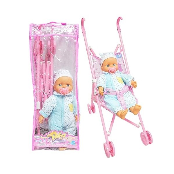 Poussette de poupée pour Tout-Petits,Ensemble de Landau Pliant Soft Body Babies Doll Inclus Fun Play Combo Set - Funny Girl P