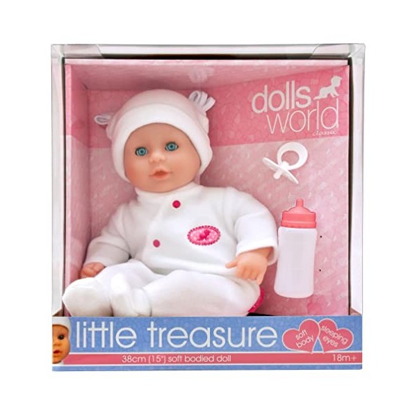 Dolls World Poupée Little Treasure avec Tenue Blanche de Peterkin : première poupée idéale pour Les Jeunes Enfants | Poupées 