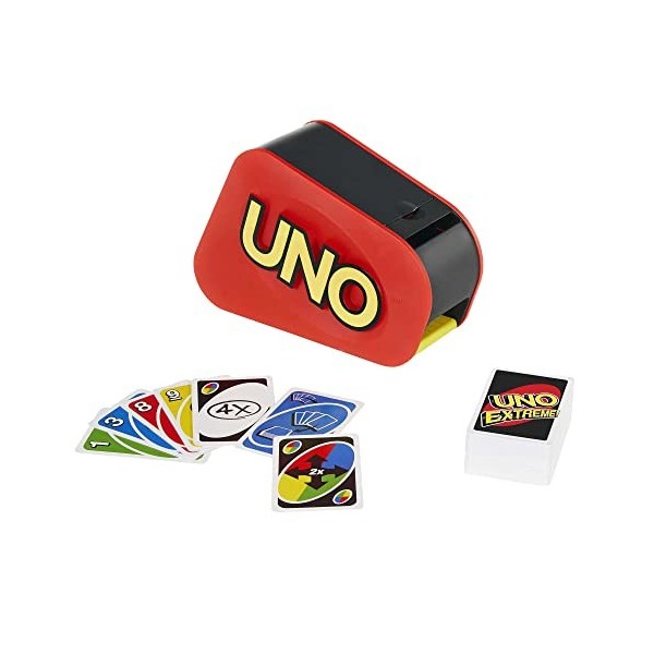 Mattel Pack Jeu Uno Extrême GXY75 + Jeu Uno Flex HMY99 , Jeu De Société, Lanceur Cartes, Effets Lumineux Et Sonores, Coup 