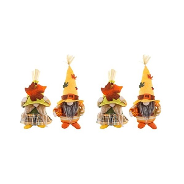 GANAZONO 4 Pièces Gnomes daction De Grâces Gnomes Suédois en Peluche Poupée GNOME du Jour De Thanksgiving Elfe Scandinave No