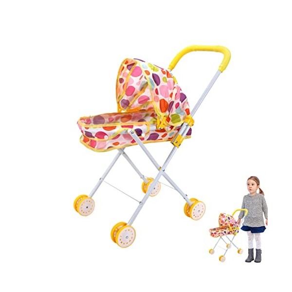 poupée,Poussette bébé réaliste pour poupées Pliable - Accessoires poupée avec poignée Confortable pour bébé poupée Ours en Pe