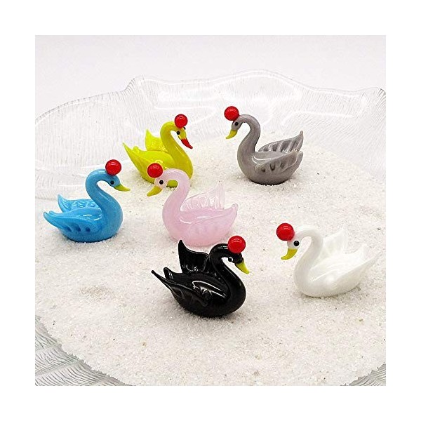 LiuliuBull 6pcs personnalisé coloré Cygne Cygne Ornement Sculpture Art Verre Verre Faite Maison figette Filet figuré Maison d