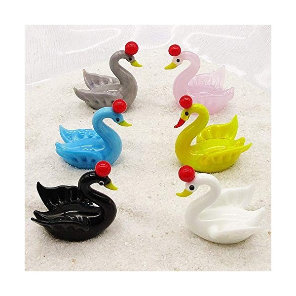 LiuliuBull 6pcs personnalisé coloré Cygne Cygne Ornement Sculpture Art Verre Verre Faite Maison figette Filet figuré Maison d