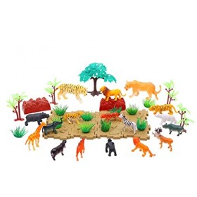 JOKFEICE Figurines danimaux, 42 pièces en Plastique réaliste, Ensemble de Figurines danimaux Sauvages,Jouets éducatifs dap