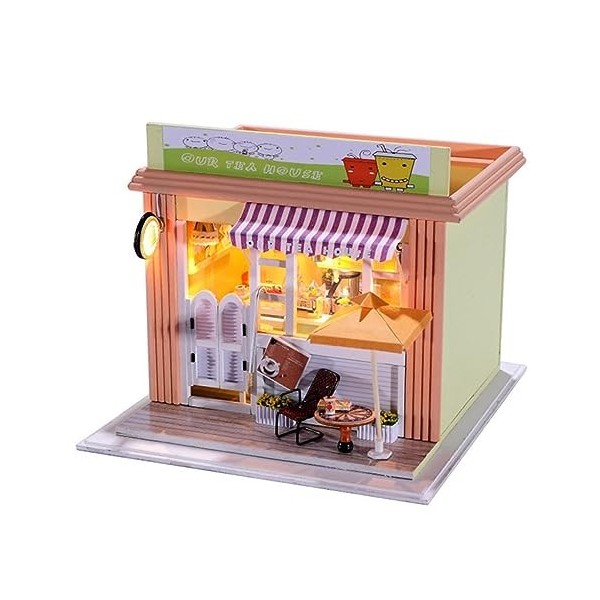 Totority DIY Mini Maison Mini Maison avec Meubles Miniature Kit Bois Maison De Poupée Cadeau Bambou Suite Enfant