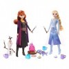 Disney La Reine des Neiges Coffret Aventures en Forêt avec 2 Poupées Elsa Et Anna, 2 Figurines Amis Olaf Et Bruni Et 12 Acces