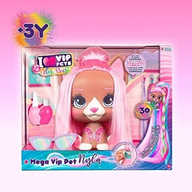 VIP PETS Mega Pet Nyla | Tête à coiffer avec Cheveux Extra Longs 40 cm et 30 Accessoires cheveux avec extensions et colorants
