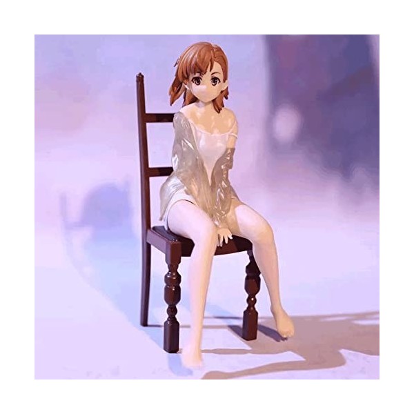 RIZWELLA Statue de personnage de poupée mignonne chaise Cannon Sister Misaka Mikoto Pose assise VER. Mignon Loli Girl Anime C