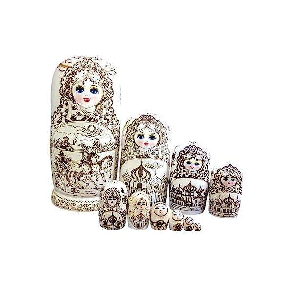 Sharplace Figurines de Faites à La Main, Artisanat de Collection Empilable, Poupées Matryoshka en Bois pour Lornement de La 