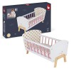 Janod - Lit Candy Chic - Lit pour Poupon en Bois Avec Matelas + Couverture + Oreiller - Couleurs Douces, Reflets Scintillants