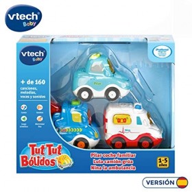 VTech Tuttut Lot de 3 Voitures Multicolore Grue, Ambulance, Tourisme Multicolore
