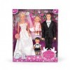 Simba - Steffi Love Famille Mariage - Coffret 2 Poupées Mannequins 29cm + 2 Mini Poupées 12cm - Robe de Mariée + Costume - 10