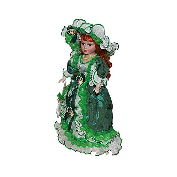 Amagogo 40cm Excellente Finition de Finition Poupées en Porcelaine Vintage avec Support Daffichage, Vert