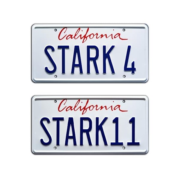 Celebrity Machines Iron Man | Stark 4 + Stark 11 | Metal Stamped License Plates