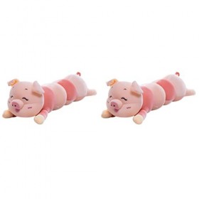 Toyvian 2 Pièces Peluche Cochon Couché Chenille Bébés Poupées Peluches pour Bébés Oreillers pour Canapé Adorable Poupée Oreil