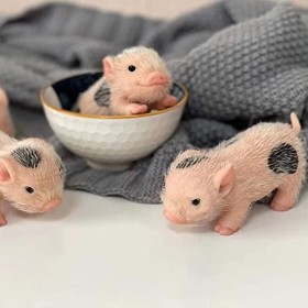 Ailopta Cochon en Silicone Souple 5 Pouces, Jouet Porcelet Peint Bebe Reborn, Bébé Porcelet Reborn, Animaux Reborn, Accessoir