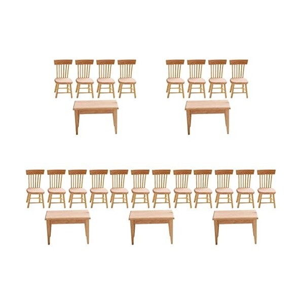 Operitacx Lot de 3 Meubles de Maison de Poupée Table Mini Meubles de Maison de Poupée Table Et Chaises de Maison de Poupée En