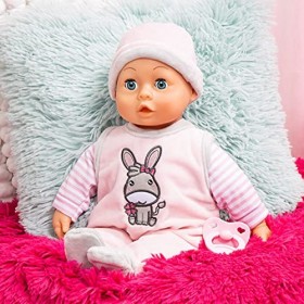 Bayer Design 93800AQ Poupon Bébé Sweet Baby 38cm avec biberon et Une tétine, Corps Souple, Yeux endormis, Rose, 38cm