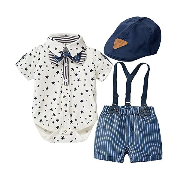 Reborn Baby Doll Boy Vêtements 24 Pouces Bleu Gentleman Combinaison Shorts Outfit Accessoires 3 pcs Ensembles Fit 22-24 Pouce