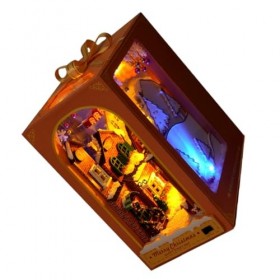 PRETYZOOM 1 Jeu Modèle Dexposition De Maison Kit De Livre De Bricolage De Noël Maison De Bois Maison Miniature Vintage Maison