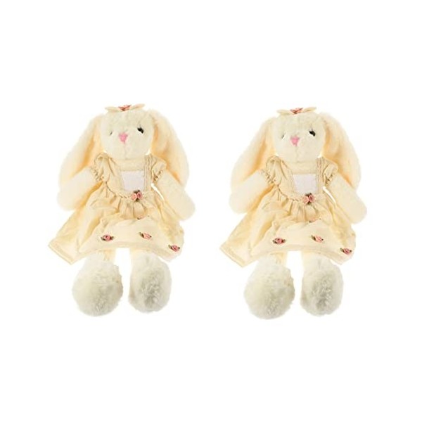 Totority 2Pcs Lapin Peluche Crème Glacée Peluche Fleur Jupe Beige Enfant