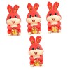 Veemoon 4Pcs of Chinese Shop Birthday Tabletop with Cartoon Bunny Fluffy Stuffed Fu Money Desktop Rabbit Style Doll Car Anima