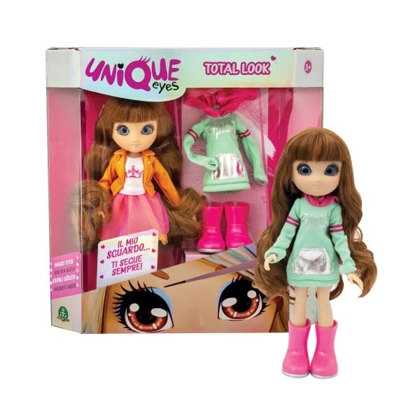 UNIQUE EYES - Poupée articulée Haute 25 cm avec Yeux Grands Yeux Magiques et Profonds, Suit Votre Regard, Sophia Fashion Doll