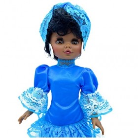 Folk Artesanía Poupée Sintra Original 40 cm Mulata Collection Robes religieuses Santera Yemaya Bleu AZ