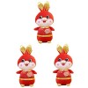 FOYTOKI 3Pcs Suffter Doll Red Lucky Festival Year Bunny Lunar Zodiac Gift Souvenir Décor Poupées Ornement Printemps Animal Ma