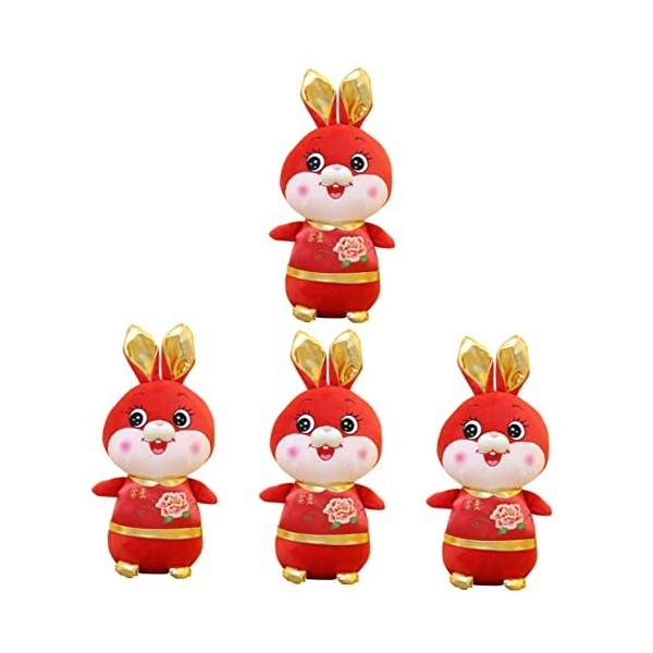 FOYTOKI 3Pcs Suffter Doll Red Lucky Festival Year Bunny Lunar Zodiac Gift Souvenir Décor Poupées Ornement Printemps Animal Ma