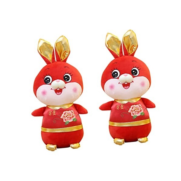 FOYTOKI 3Pcs Suffter Doll Red Lucky Festival Year Bunny Lunar Zodiac Gift Souvenir Décor Poupées Ornement Printemps Animal Ma