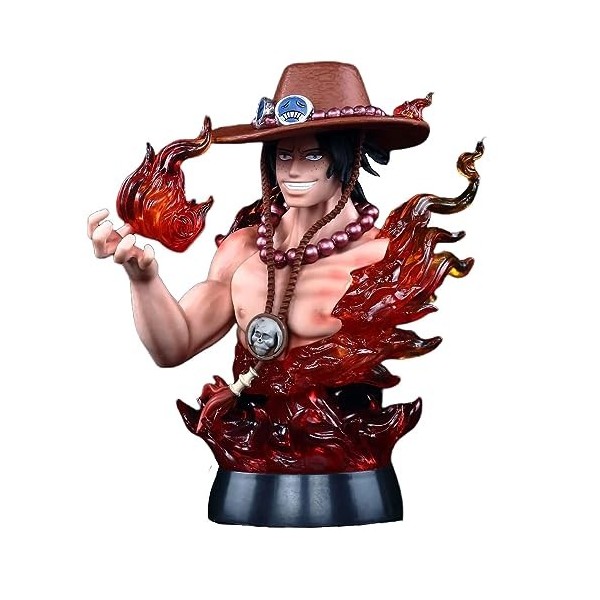 KAMFX Anime Figure Action Figure One Piece Portgas·D·Ace Half Body Sculpture Scene Model PVC Statue Anime Character Model Col