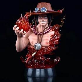 KAMFX Anime Figure Action Figure One Piece Portgas·D·Ace Half Body Sculpture Scene Model PVC Statue Anime Character Model Col