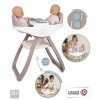 Smoby - Baby Nurse - Chaise Haute Jumeaux - pour Poupons et Poupées - Transformable en Bascule - 4 Accessoires Inclus - 22037