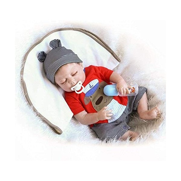 ZIYIUI Réaliste Bébé Reborn Poupées 20 Pouces 50 cm Bebe Reborn Garçon Silicone Plein Corps avec Sucette magnetique Bebe Rebo